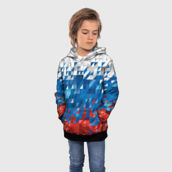 Толстовка-худи детская Полигональный флаг России!, цвет: 3D-черный — фото 2
