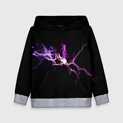 Толстовка-худи детская Сверкающая молния во тьме, цвет: 3D-меланж