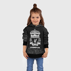 Толстовка-худи детская Liverpool с потертостями на темном фоне, цвет: 3D-черный — фото 2