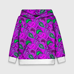 Толстовка-худи детская Turkish cucumber raspberry and green background, цвет: 3D-белый