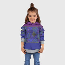 Толстовка-худи детская Combined burgundy-blue pattern with patchwork, цвет: 3D-меланж — фото 2