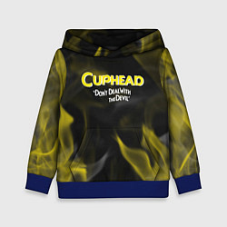 Толстовка-худи детская Cuphead жёлтый огонь, цвет: 3D-синий