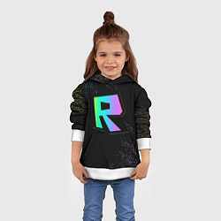 Толстовка-худи детская Roblox logo neon, цвет: 3D-белый — фото 2