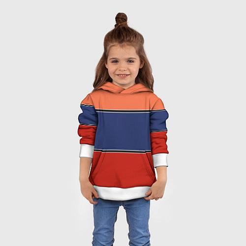 Детская толстовка Combined pattern striped orange red blue / 3D-Белый – фото 4