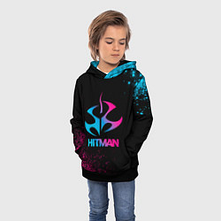 Толстовка-худи детская Hitman - neon gradient, цвет: 3D-черный — фото 2