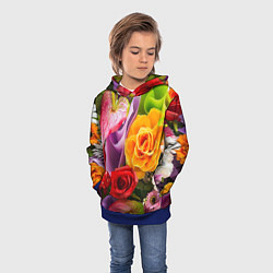 Толстовка-худи детская Прекрасный цветочный букет, цвет: 3D-синий — фото 2