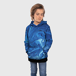 Толстовка-худи детская Волновые разводы на поверхности воды, цвет: 3D-черный — фото 2