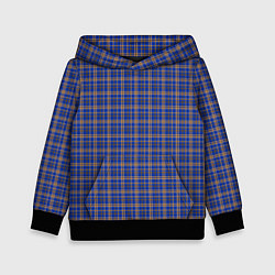 Толстовка-худи детская Синий с горчичным в клетку, цвет: 3D-черный