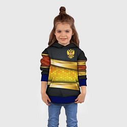 Толстовка-худи детская Black & gold - герб России, цвет: 3D-синий — фото 2