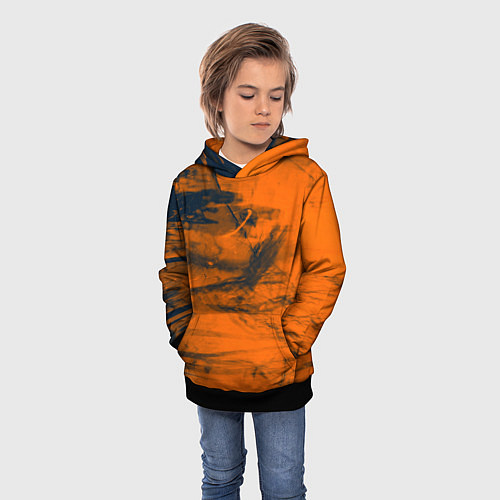 Детская толстовка Абстрактная оранжевая поверхность и чёрные тени / 3D-Черный – фото 3