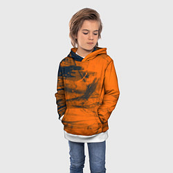 Толстовка-худи детская Абстрактная оранжевая поверхность и чёрные тени, цвет: 3D-белый — фото 2
