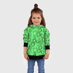 Толстовка-худи детская Ярко-зеленый неоновый абстрактный узор, цвет: 3D-черный — фото 2