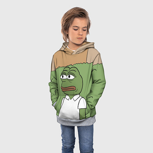 Детская толстовка Pepe Gomer прячется в кусты / 3D-Меланж – фото 3