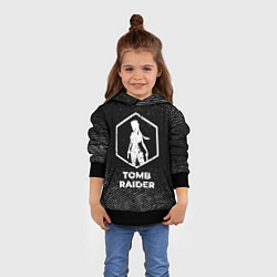 Толстовка-худи детская Tomb Raider с потертостями на темном фоне, цвет: 3D-черный — фото 2