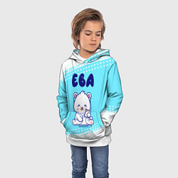 Толстовка-худи детская Ева белый мишка, цвет: 3D-белый — фото 2