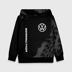 Толстовка-худи детская Volkswagen speed на темном фоне со следами шин: на, цвет: 3D-черный