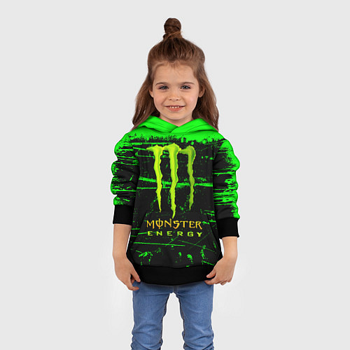 Детская толстовка Monster energy green neon / 3D-Черный – фото 4