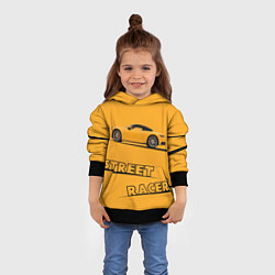 Толстовка-худи детская Желтая машинка street racer, цвет: 3D-черный — фото 2