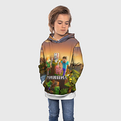 Толстовка-худи детская Михаил Minecraft, цвет: 3D-белый — фото 2