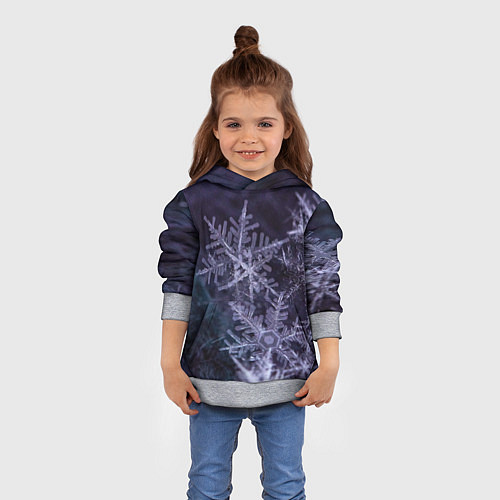 Детская толстовка Снежинки макро фото / 3D-Меланж – фото 4