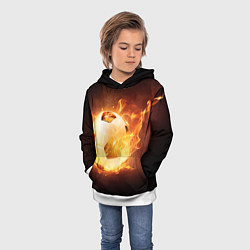 Толстовка-худи детская Футбольный мяч огонь, цвет: 3D-белый — фото 2