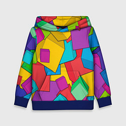 Толстовка-худи детская Фон из разноцветных кубиков, цвет: 3D-синий