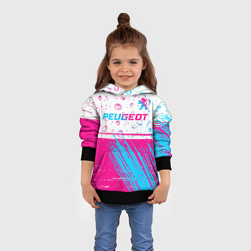 Детская толстовка Peugeot neon gradient style: символ сверху / 3D-Черный – фото 4