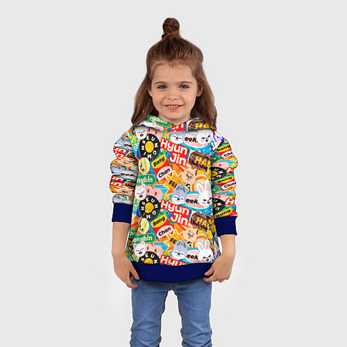 Детская толстовка Skzoo stickers characters / 3D-Синий – фото 4