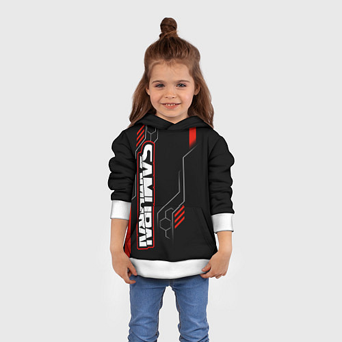 Детская толстовка Samurai - Красный техно - Киберпанк / 3D-Белый – фото 4