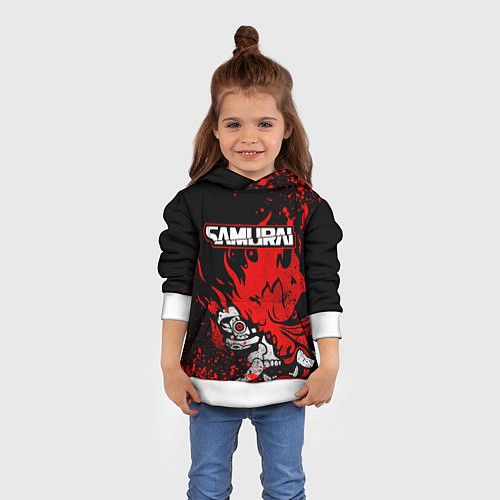 Детская толстовка Киберпанк-Самурай - 2077 / 3D-Белый – фото 4