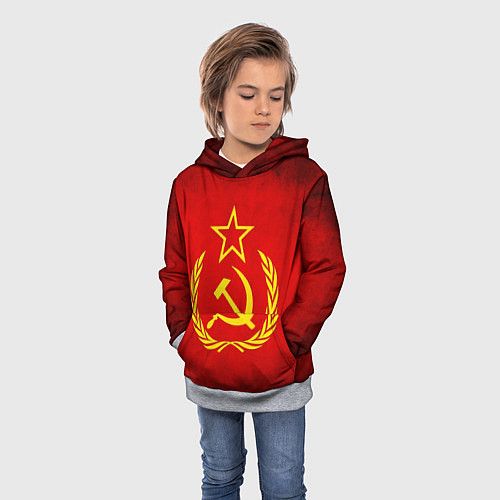Детская толстовка СССР - старый флаг / 3D-Меланж – фото 3