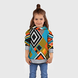 Толстовка-худи детская Фон из разноцветных квадратов, цвет: 3D-меланж — фото 2