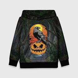Детская толстовка Ворон, сидящий на тыкве - Halloween