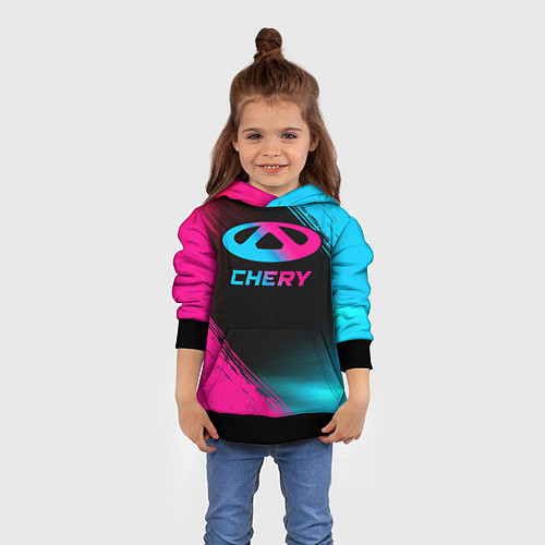 Детская толстовка Chery - neon gradient / 3D-Черный – фото 4