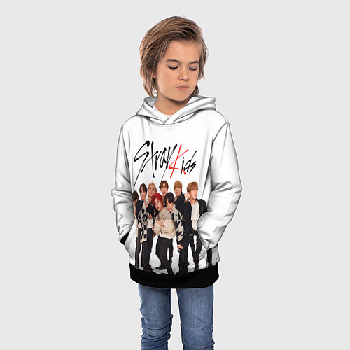 Детская толстовка Stray Kids white background / 3D-Черный – фото 3