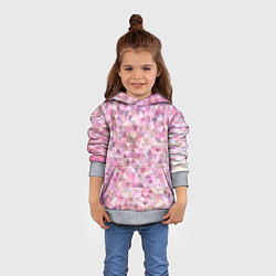 Толстовка-худи детская Абстрактное множество розовых и фиолетовых треугол, цвет: 3D-меланж — фото 2