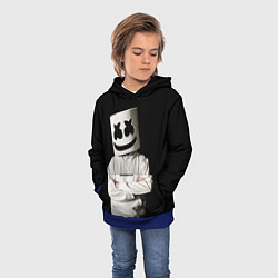 Толстовка-худи детская Marshmello на чёрном фоне, цвет: 3D-синий — фото 2