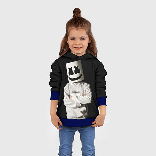 Детская толстовка Marshmello на чёрном фоне / 3D-Синий – фото 4