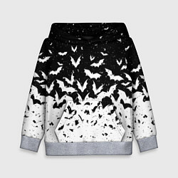 Толстовка-худи детская Black and white bat pattern, цвет: 3D-меланж