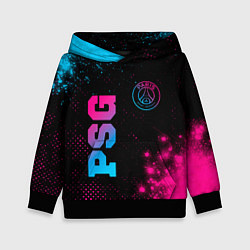 Толстовка-худи детская PSG - neon gradient: надпись, символ, цвет: 3D-черный