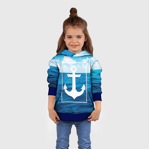 Детская толстовка Anchor - marine theme / 3D-Синий – фото 4