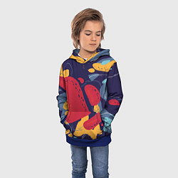 Толстовка-худи детская Красное абстрактное пятно, цвет: 3D-синий — фото 2
