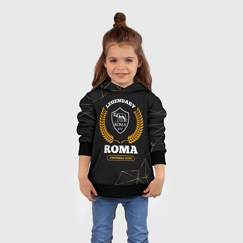 Детская толстовка Лого Roma и надпись legendary football club на тем / 3D-Черный – фото 4