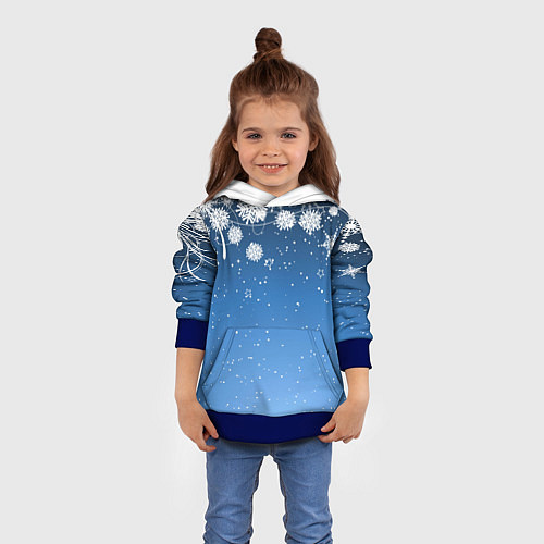 Детская толстовка Снежный узор на синем фоне / 3D-Синий – фото 4