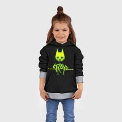 Толстовка-худи детская Stray green neon, цвет: 3D-меланж — фото 2