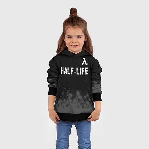 Детская толстовка Half-Life glitch на темном фоне: символ сверху / 3D-Черный – фото 4