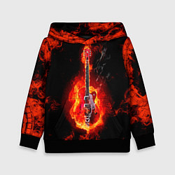 Толстовка-худи детская Огненная гитара, цвет: 3D-черный