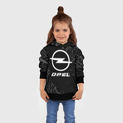Толстовка-худи детская Opel speed на темном фоне со следами шин, цвет: 3D-черный — фото 2