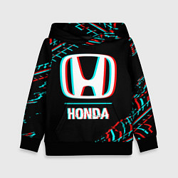 Детская толстовка Значок Honda в стиле glitch на темном фоне