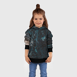 Толстовка-худи детская Синий мрамор с прожилками, цвет: 3D-черный — фото 2